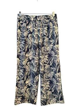 Panama Jack Beachy Tropical Pants Coastal Linen Blend Flowy Airy XL Botanical